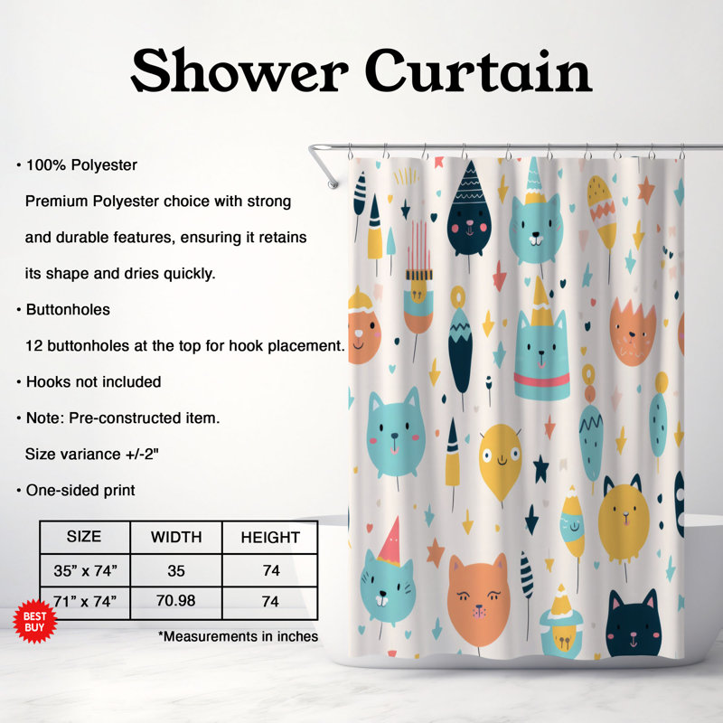 Rideau de douche Festive Joy - Premium, H 74 po x l 71 po