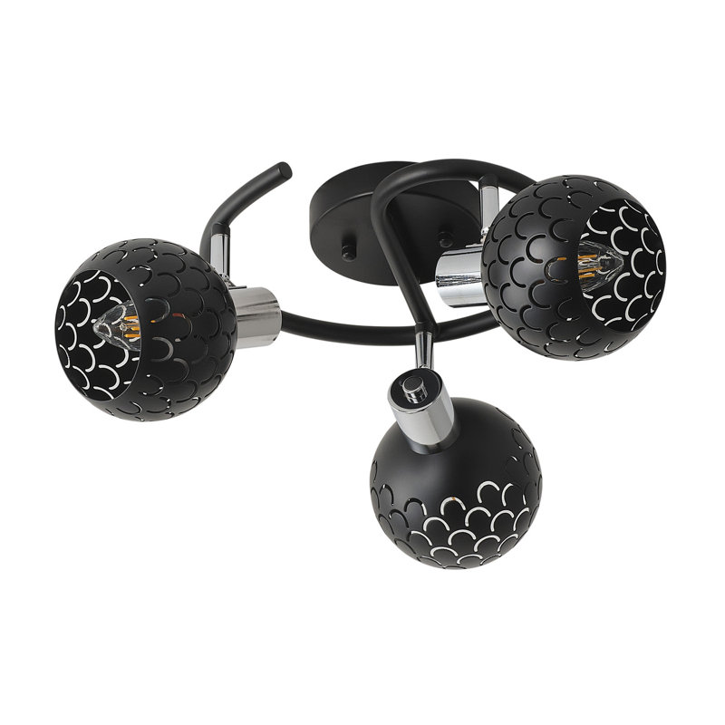 3-Lamp black dimmable iron ceiling light