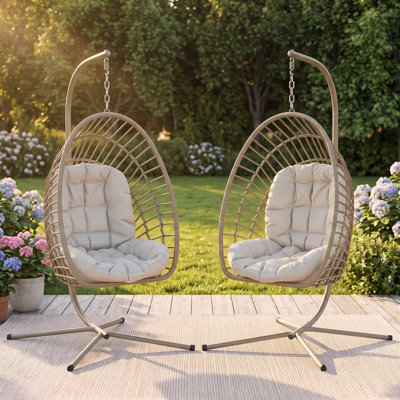  Hanging Egg Chair With Thickened Seat Cushion, Suitable For Both Indoor And Outdoor Use