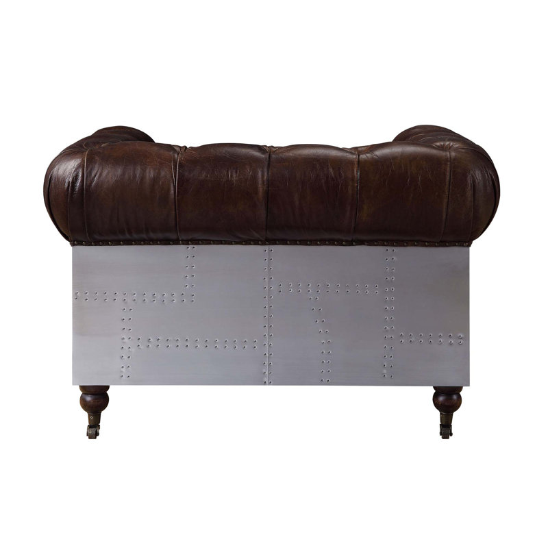 Chesterfield Vintage Brown Top Grain Leather Accent Chair