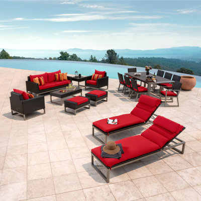 Ensemble de patio 18 pièces en rotin avec coussins Sunbrella