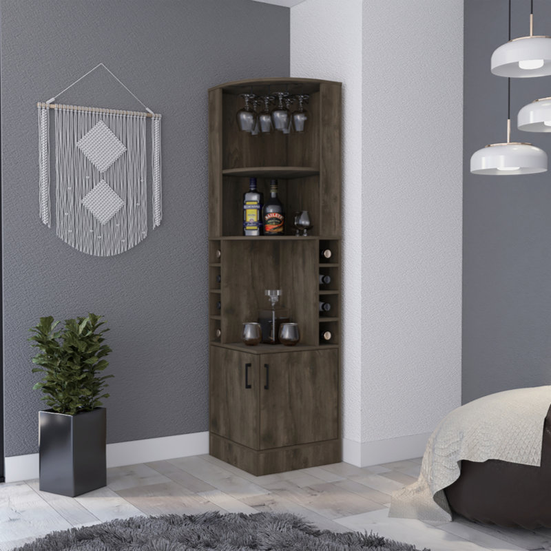 Bar avec rangement pour bouteilles de vin Fortescue, Gris