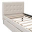 Lit plateforme simple tapissier avec 2 tiroirs, beige