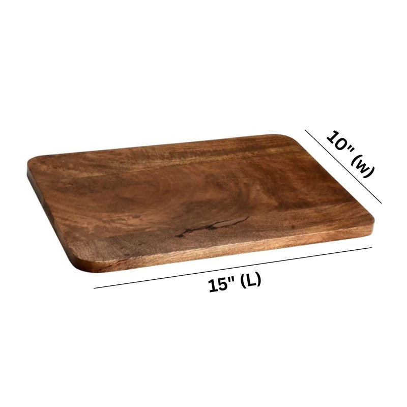 Natural Brown Rectangular Wooden Cutting Board with Rope