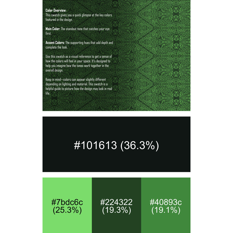 Tapis 100% à motifs lavables à la machine 2989 - vert, Rectangle 7 pi x 10 pi