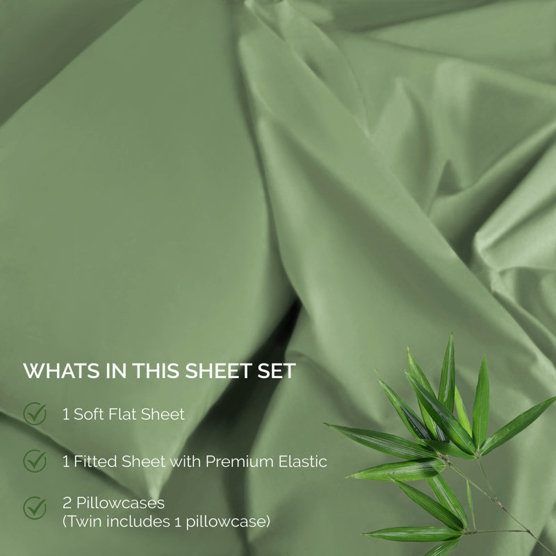California King Sage Rayon Bamboo Deep Pocket Sheet Set
