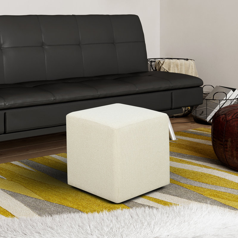 Fairwinds 18" Wide Square Ottoman Boucle Snow, Snow Boucle