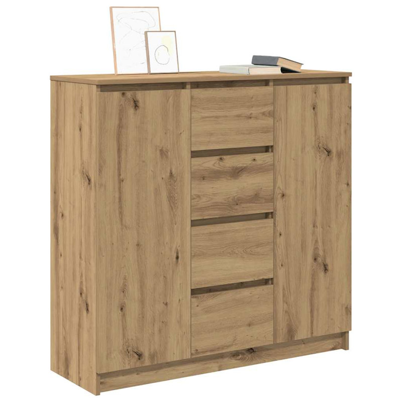 Sideboard With Drawers 100.5X35x98.5 Cm Engineered Wood, Artisan Oak