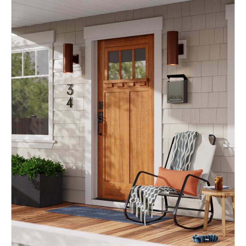 Edith Aluminum Outdoor Armed Sconce, Bronze, 14.25" H x 5" W x 8" D, Up/Down