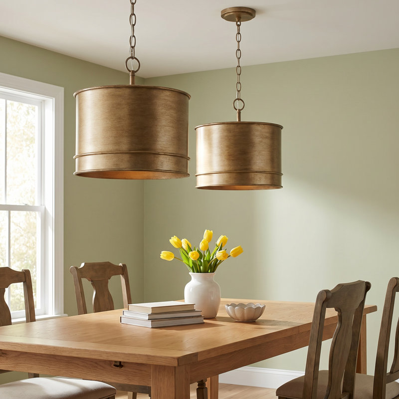 Fintan 1 - Light Gold Drum Pendant