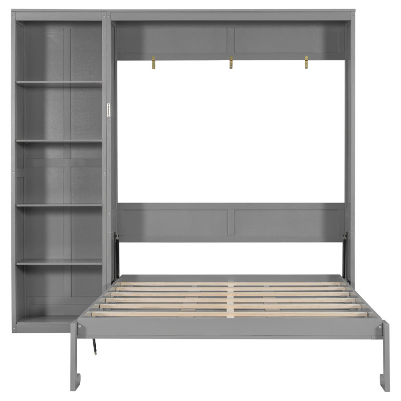 Lit escamotable Murphy avec tablettes, conception peu encombrante pour les petites pièces et les espaces de vie multifonctionnels