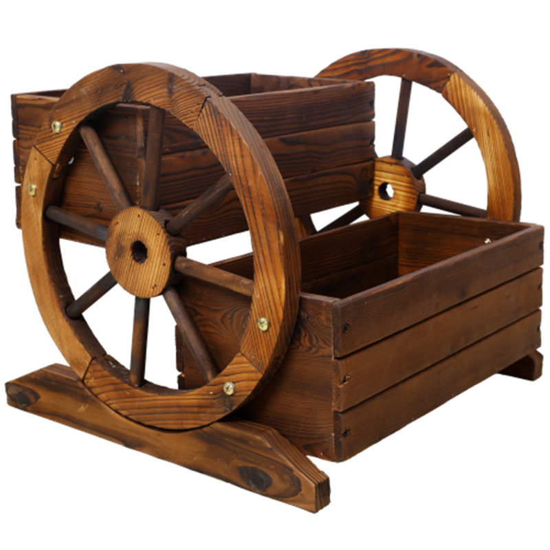 Boîte à fleurs en bois avec roues