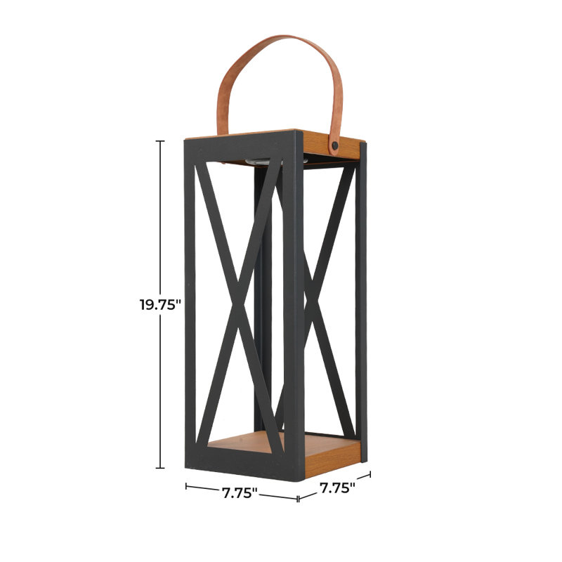X-Grating Teak Print  Solar Carriage Lantern, 1 Light