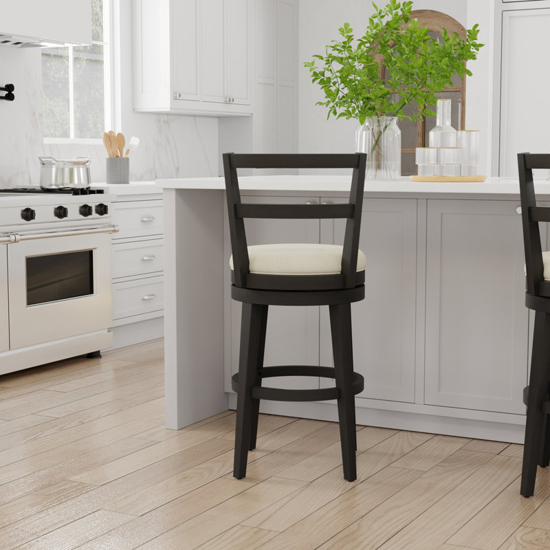 Salizan Swivel Upholstered Counter Stool with Solid Wood Frame, Bar Stool (30.25" Seat Height)