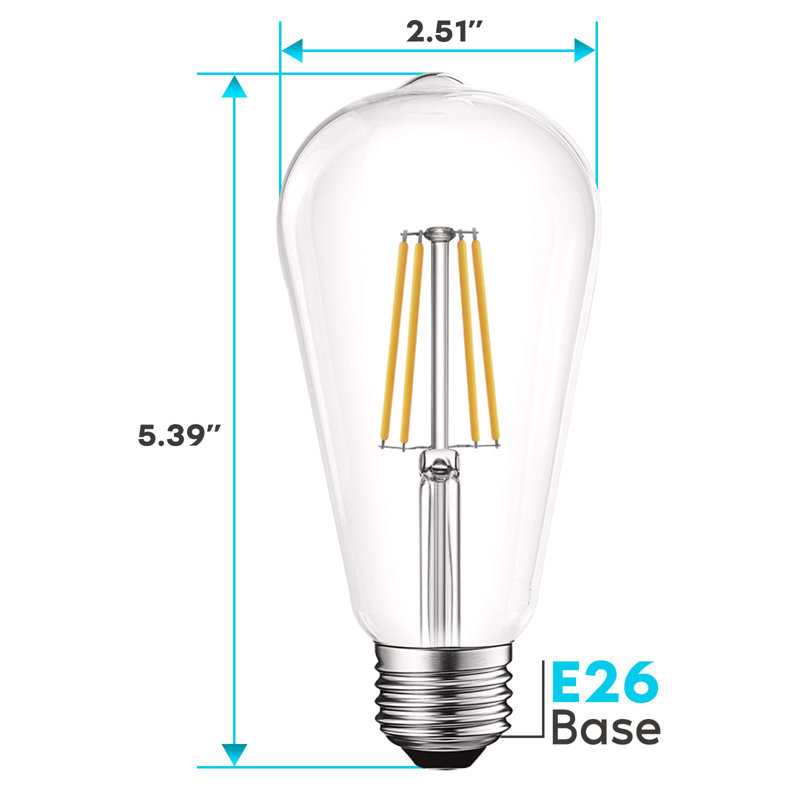 8 watts (75 watts équivalents), ST19 DEL, ampoule à intensité variable, culot E26 / moyen (standard), 3000 K