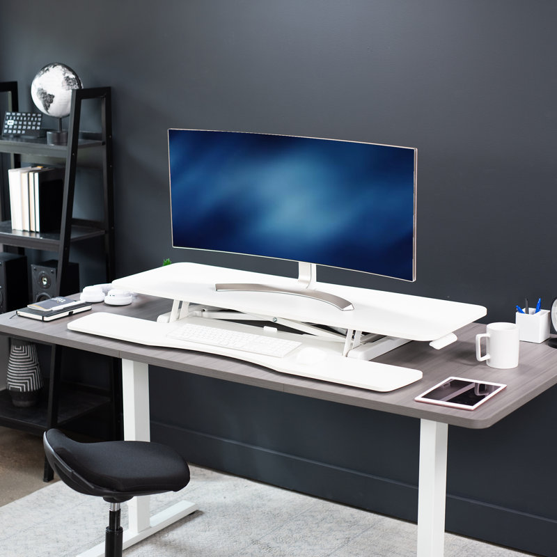 VIVO Height Adjustable Standing Desk Converter (DESK-V000K Series), 48", White/White