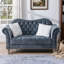 66.5" Velvet Loveseat, Crystal Diamond Tufted Chesterfield, Grey-115949297