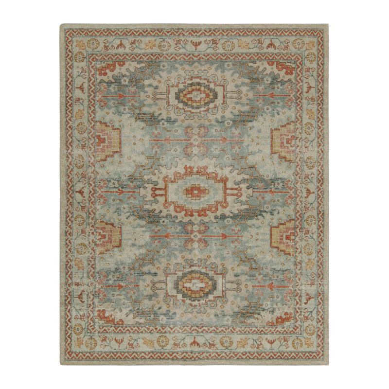 Distressed Homage Hand Knotted Wool Floral Area Rug, Rectangle 10' x 14'