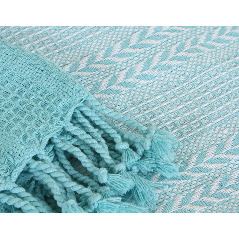 Jeté luxueux 100% coton, Aigue-marine