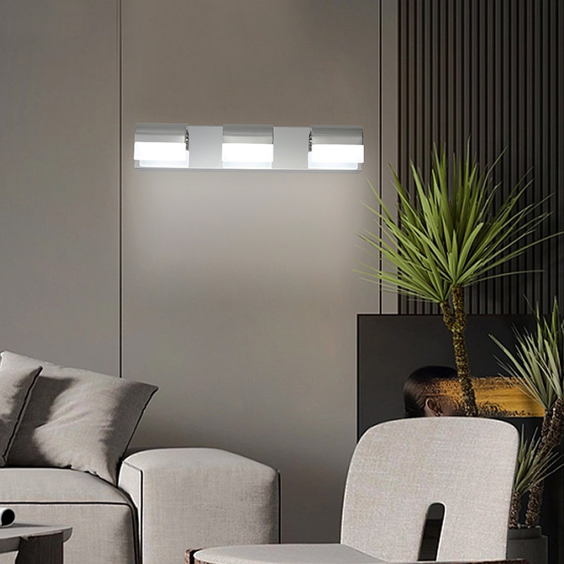 Éclairage mural pour salle de bain 3 lumières DEL pour salle de bain, H 4,37 po x l 21,77 po x P 3,57 po, Trois lumières