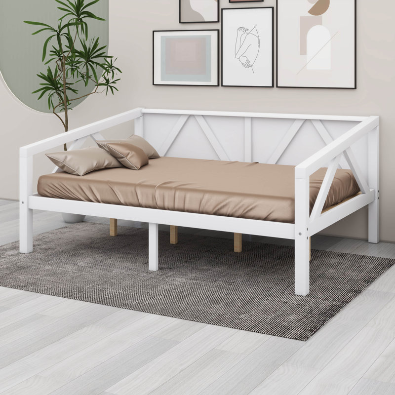 Wooden Daybed With Slat Support & Leg Support, White, Full