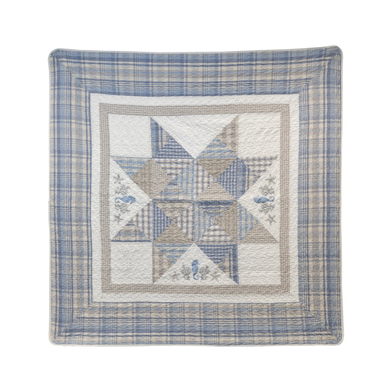 Donna Sharp Coastal Star Embroidered Pieced Cotton Quilted Throw