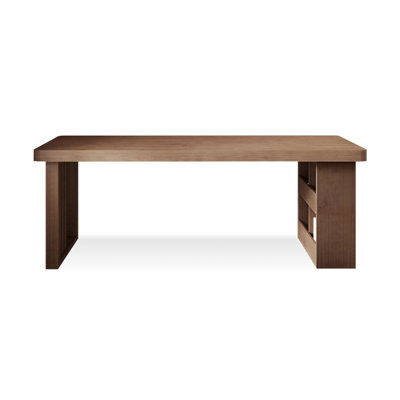 Brown Rectangular Solid Wood Executive Desk