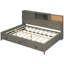Lit de jour gris avec structure en bois, tiroirs de rangement, tableau souple supérieur et dispositif - Alimentation de charge pour les appareils en bois, avec 3 tablettes, électronique pratique-1304905489-1304905500