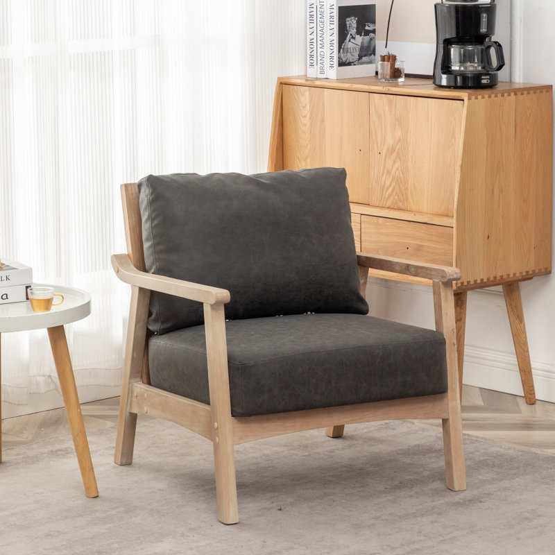 Fauteuil en similicuir Marnisha, Similicuir rétro gris anthracite
