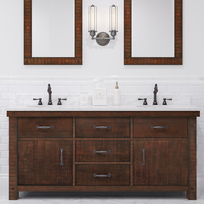 Aberdeen 72'' W Double Vanity, Carrara White, Rostic Sienna
