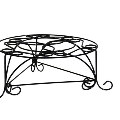 6.34" H Metal Mosaic Plant Stand, 14.4 Top - Transform Your Home Style Stand In Black And Gold, Elegant Decoration