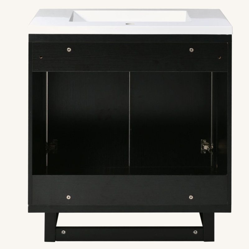 30" Bathroom Vanity Set With Sink, Combo Cabinet, Bathroom Storage Cabinet, Solid Wood Frame, Black