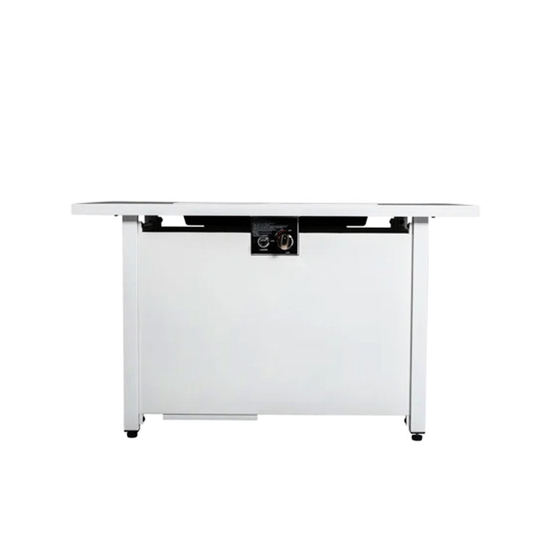 50 000 foyer d'extérieur rectangulaire de 43 po avec verre fumé - cadre en métal blanc avec réservoir de propane caché pour l'extérieur