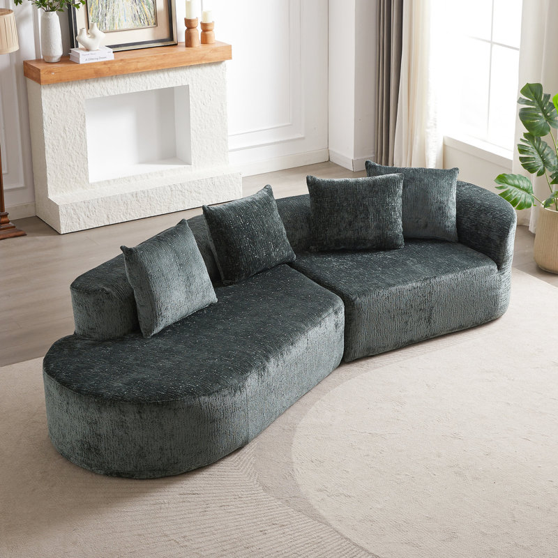 Canapé modulaire surdimensionné de 114 pouces - Chenille 4 avec siège large et profond, excellent support, 4 coussins pour le canapé du salon
