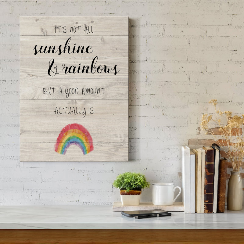 Sunshine and Rainbows - Reproduction d'art textuel sur toile tendue, H 12 po x l 8 po x P 1 po