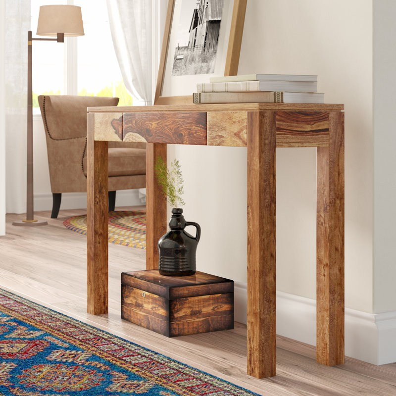 Ilimotama 42'' Solid Wood Console Table, Dark Sheesham