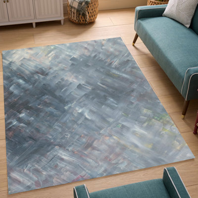 Tapis abstrait en polyester durable multicolore / ardoise 7 pi 10 po X 10 pi 6 po | Idée de cadeau