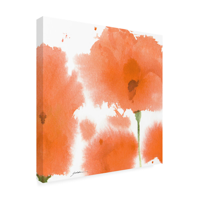 Georgiy Red Orange Poppies - reproduction d'art sur toile tendue, H 14 po x l 14 po x P 2 po