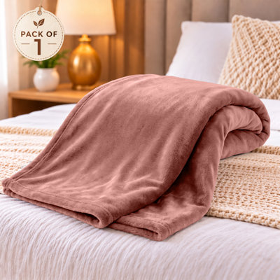 Oxford Plain Weave Plush Blanket – Soft Cozy Fleece Throw for Sofa & Bed
