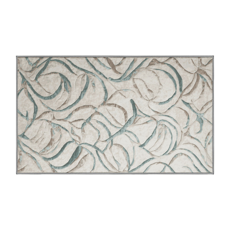 Machine Washable Gray Area Rug, Rectangle 7' x 9'