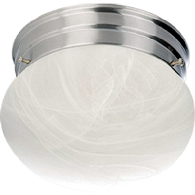 2-Light Indoor 12"W Brushed Nickel Simple Round Flush Mount with Alabaster Glass Mushroom Shade