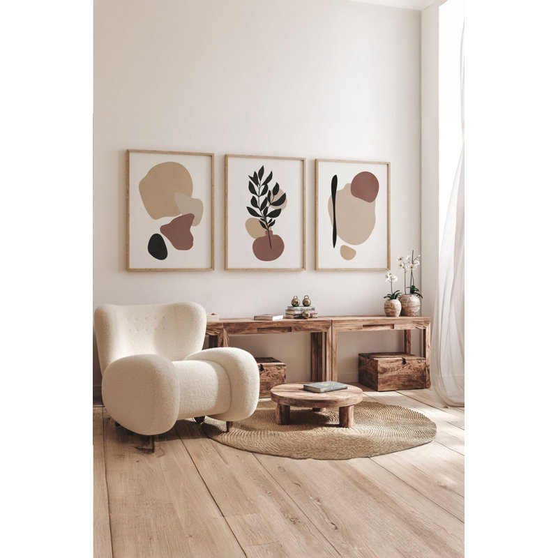 Ensemble de 3 peintures élégantes encadrées décoratives, 12,9 po x 18,9 po | Cadre 100% bois massif (épaisseur: 0,8 pouce), œuvre d'art 100% MDF | Impression numérique éclatante, parfaite pour la décoration de salon et de bureau