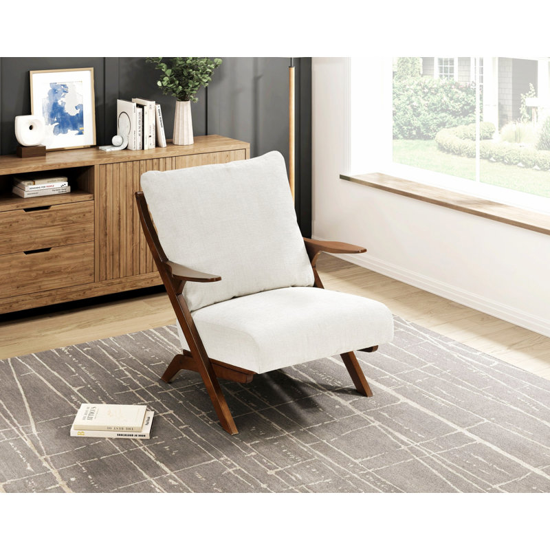 Chaise d'appoint à cadre en bois, chaise simple de salon pour la maison, Brun, Beige