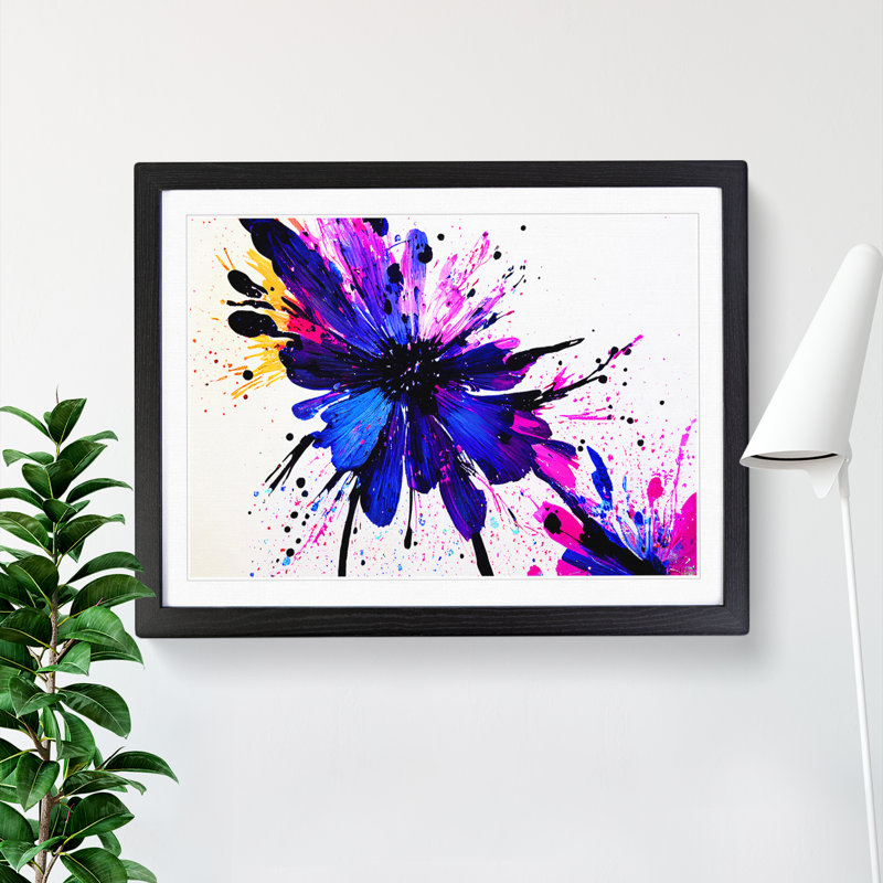 Flower Splash Vol.3 Abstract - Single Picture Frame Painting, Black Framed, 34cm H x 46cm W x 2cm D