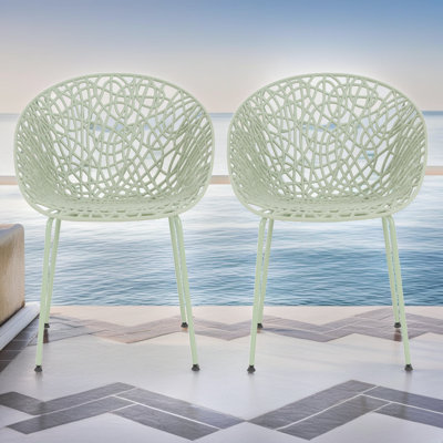 Ensemble de chaises d'extérieur Modern - mélange de plastique résistant aux intempéries (ensemble de 2)
