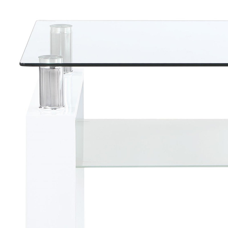 Iginio Square End Table with Glass Top, White