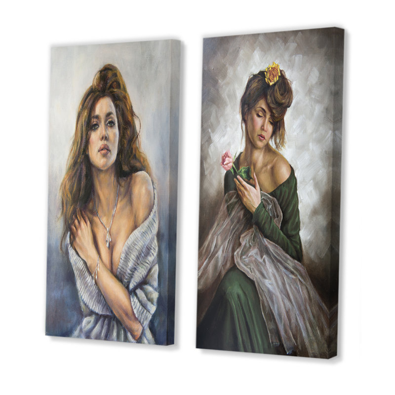 «Vintage Sensual Woman», ensemble de 2 photographies sur toile, Toile tendue, H 20 po x l 24 po x P 1 po