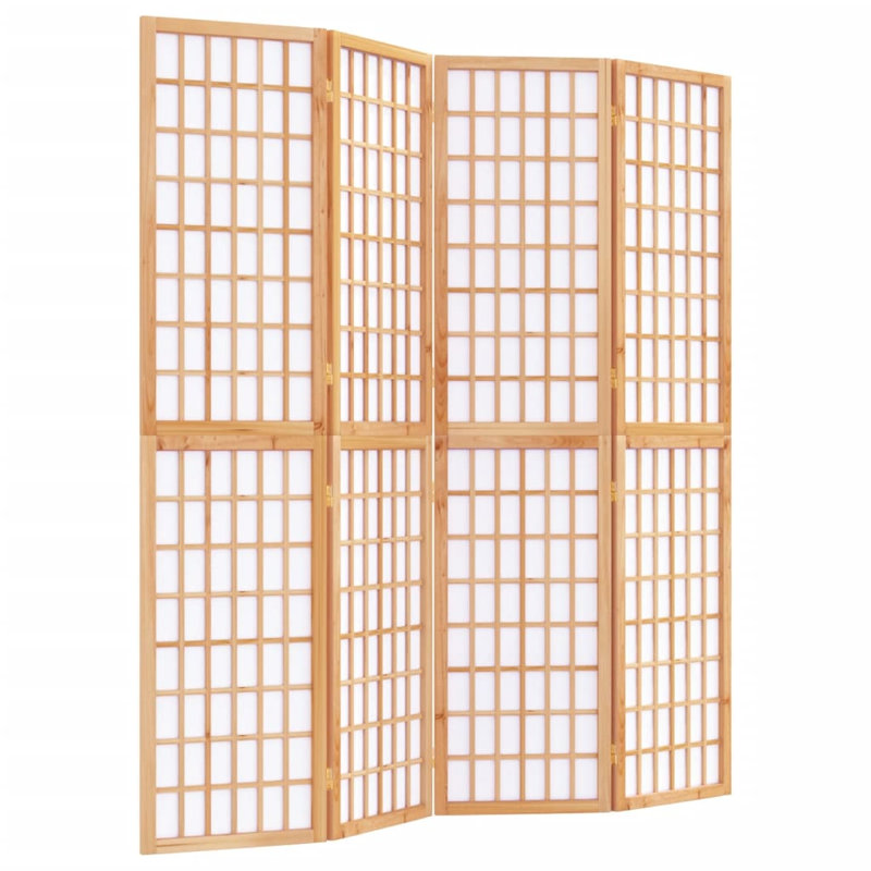 Leunne 170cm H Solid Wood Folding Room Divider, 4, Brown