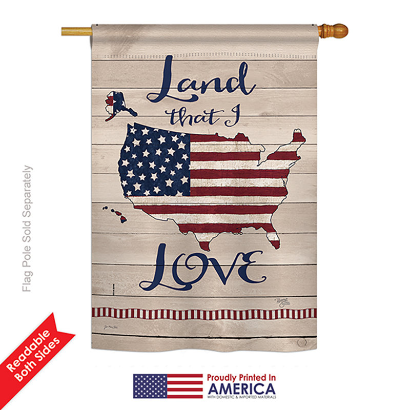Drapeau de maison 40 po x 28 po Chanler Land I Love Americana