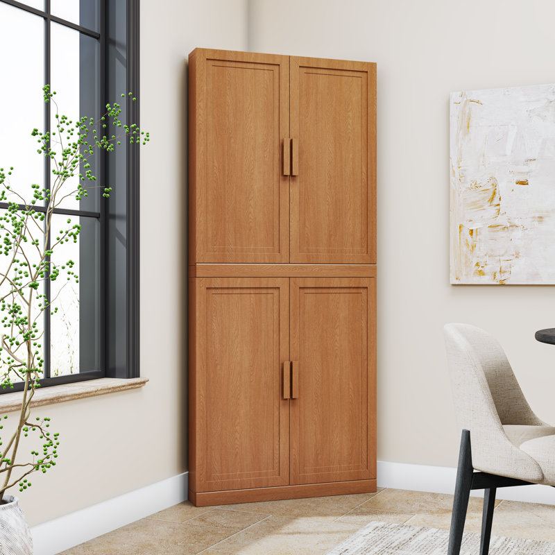 Armoire d'angle avec tablette réglable Cieria, Noyer